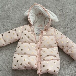 Kids Gold Heart Puffer Jacket